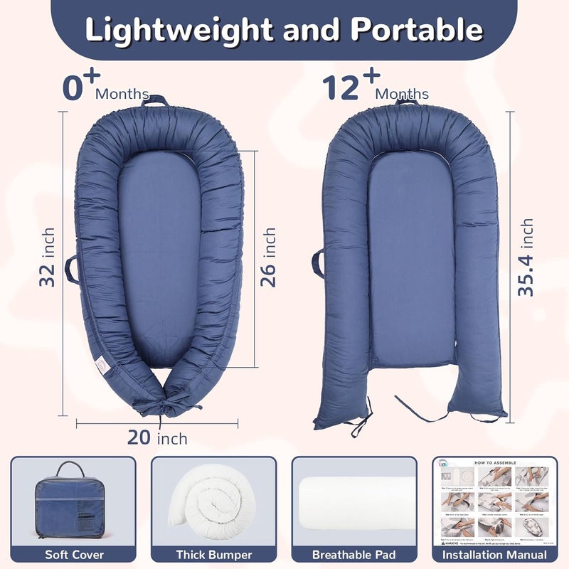 EAQ Baby Lounger, Infant Lounger for Newborn,Portable Baby Nest Cover Breathable & Soft, Newborn Essentials - Image 2